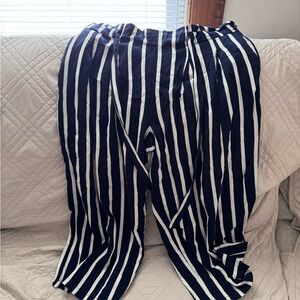 Navy and White Striped Pants